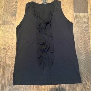 ANN TAYLOR Black Ruffle Tank Top